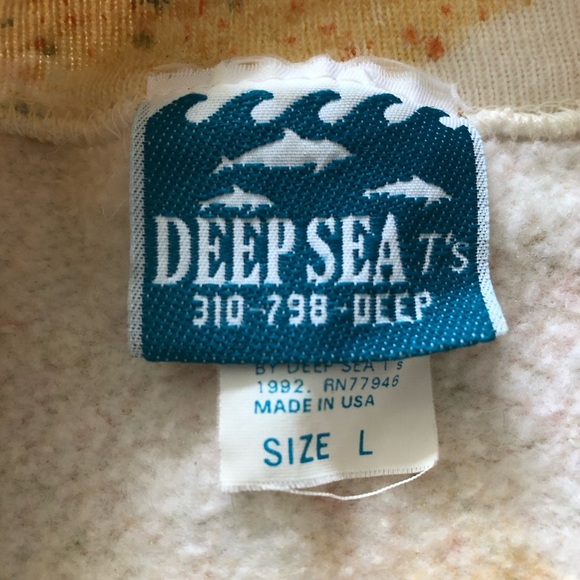 Vintage 90’s TIGER AOP Deep Sea T’s Sweatshirt Adult Unisex Large Made in USA - Picture 10 of 12